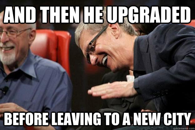 and then he upgraded before leaving to a new city  Apple CEO