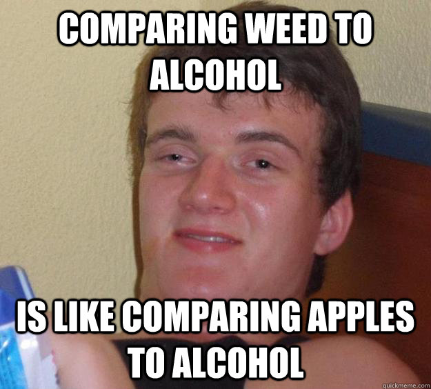 Comparing weed to alcohol Is like comparing apples to alcohol - Comparing weed to alcohol Is like comparing apples to alcohol  10 Guy