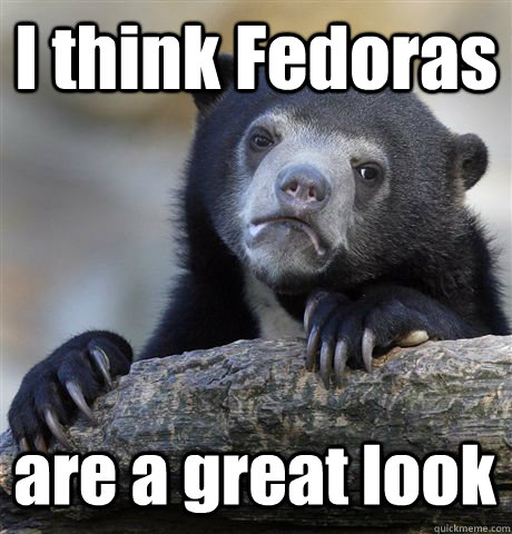 I think Fedoras are a great look - I think Fedoras are a great look  Confession Bear