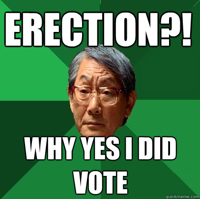 ERECTION?! Why Yes i did vote  High Expectations Asian Father