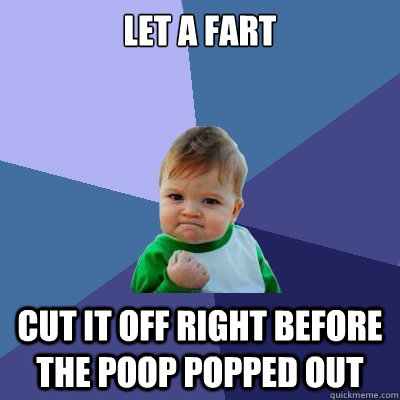 let a fart cut it off right before the poop popped out  Success Kid