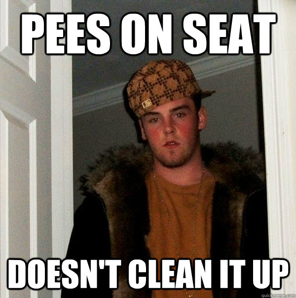 pees on seat doesn't clean it up  Scumbag Steve