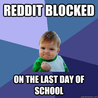 Reddit blocked On the last day of school  Success Kid