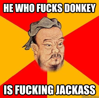 He who fucks donkey is fucking jackass - He who fucks donkey is fucking jackass  Confucius says