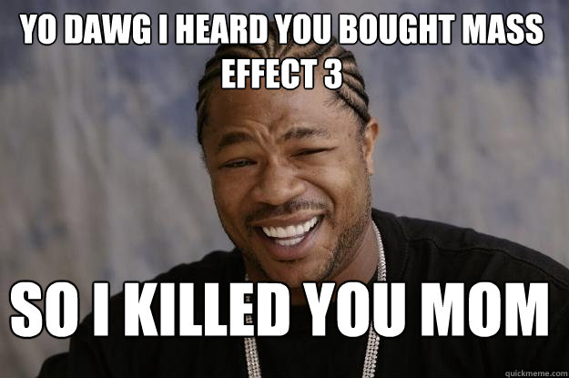 YO DAWG I HEARd you bought mass effect 3 so i killed you mom  Xzibit meme