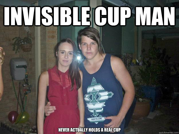 INVISIBLE CUP MAN NEVER ACTUALLY HOLDS A REAL CUP  invisible cup man