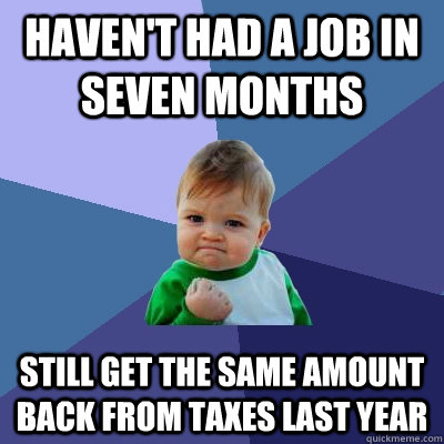 Haven't had a job in seven months Still get the same amount back from taxes last year - Haven't had a job in seven months Still get the same amount back from taxes last year  Success Kid