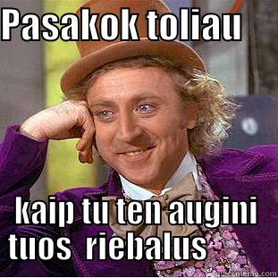 PASAKOK TOLIAU      KAIP TU TEN AUGINI TUOS  RIEBALUS          Condescending Wonka