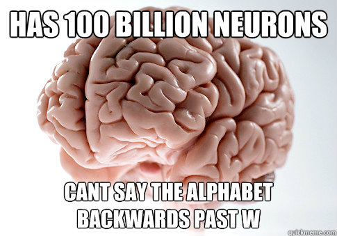 Has 100 Billion Neurons Cant say the alphabet backwards past w   Scumbag Brain