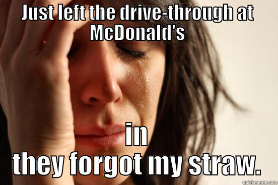 JUST LEFT THE DRIVE-THROUGH AT MCDONALD'S IN THEY FORGOT MY STRAW. First World Problems