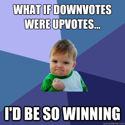 What if downvotes were upvotes... I'd be so winning - What if downvotes were upvotes... I'd be so winning  Success Kid