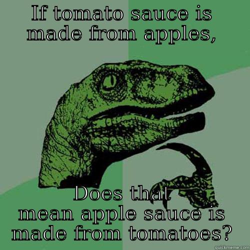 IF TOMATO SAUCE IS MADE FROM APPLES, DOES THAT MEAN APPLE SAUCE IS MADE FROM TOMATOES? Philosoraptor