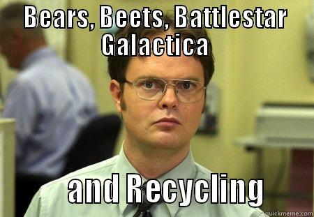 BEARS, BEETS, BATTLESTAR GALACTICA          AND RECYCLING      Schrute