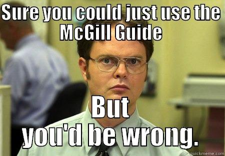 SURE YOU COULD JUST USE THE MCGILL GUIDE BUT YOU'D BE WRONG. Schrute