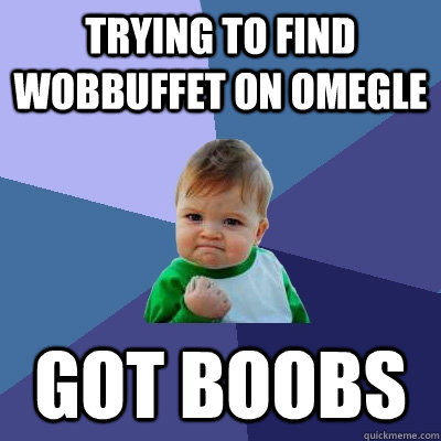 trying to find wobbuffet on omegle got boobs  Success Kid