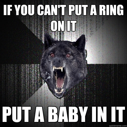 If you can't put a ring on it put a baby in it  Insanity Wolf