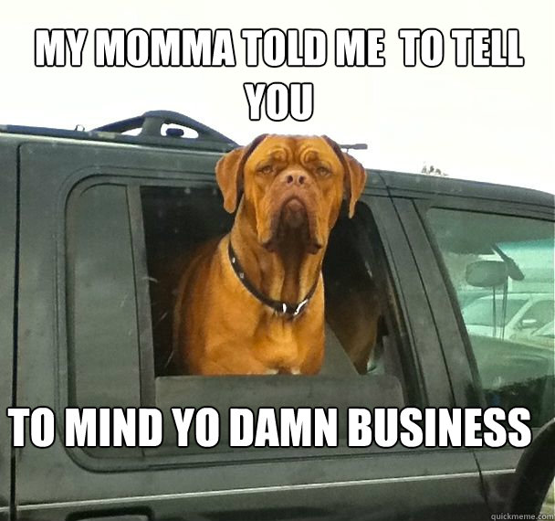 My momma told me  to tell you to mind yo Damn business  