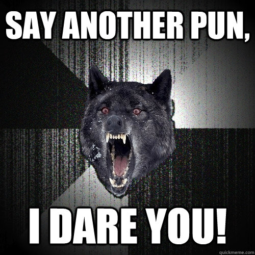 say another pun, I dare you! - say another pun, I dare you!  Insanity Wolf