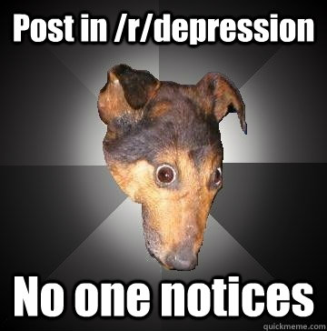 Post in /r/depression No one notices  Depression Dog