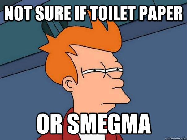 Not sure if toilet paper Or smegma  Futurama Fry