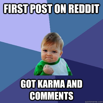 First post on Reddit got karma and comments - First post on Reddit got karma and comments  Success Kid