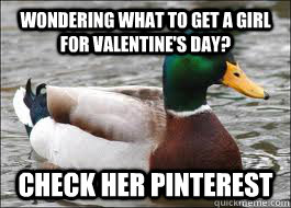 Wondering what to get a girl for Valentine's Day? Check her pinterest  Good Advice Duck