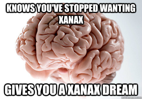 Knows you've stopped wanting xanax gives you a xanax dream - Knows you've stopped wanting xanax gives you a xanax dream  Scumbag Brain