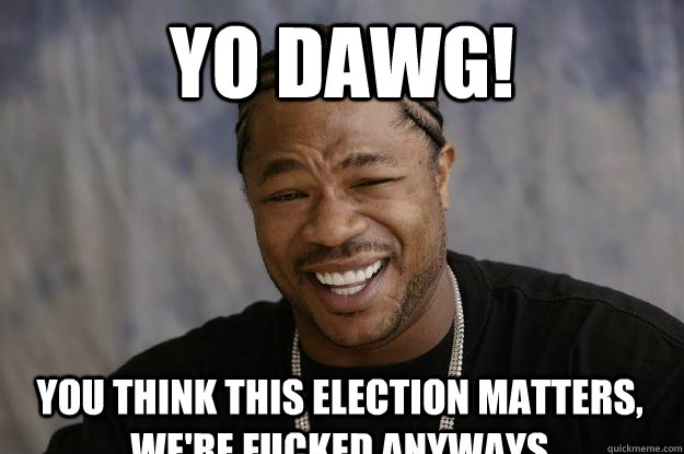 yo dawg! You think this election matters, we're fucked anyways  - yo dawg! You think this election matters, we're fucked anyways   Xzibit meme 2