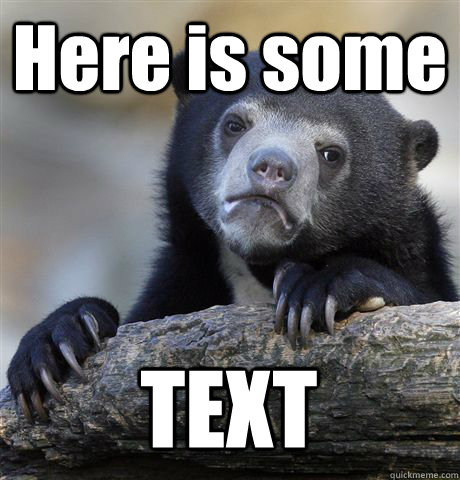 Here is some TEXT  Confession Bear