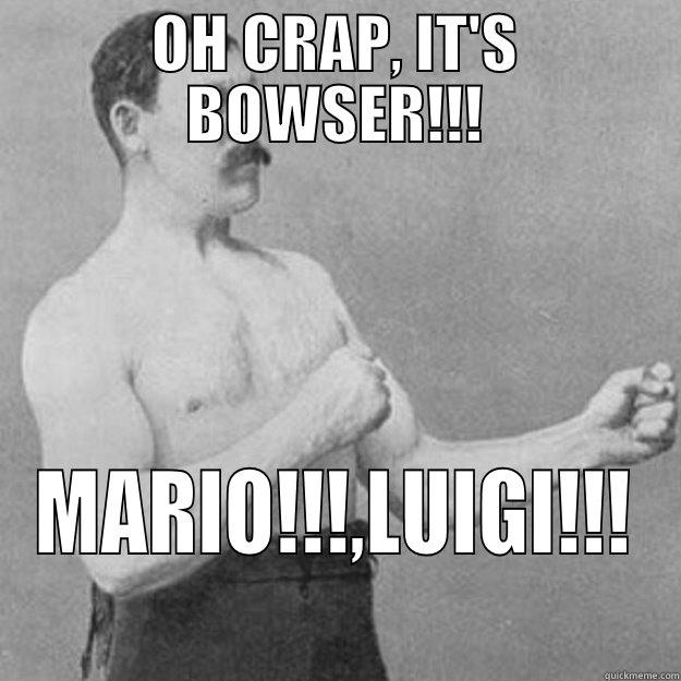 OH CRAP, IT'S BOWSER!!! MARIO!!!,LUIGI!!! overly manly man