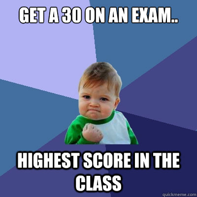 get a 30 on an exam.. highest score in the class  Success Kid