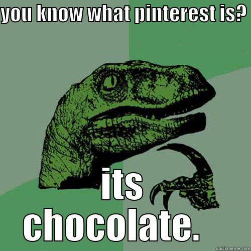 YOU KNOW WHAT PINTEREST IS?  ITS CHOCOLATE.    Philosoraptor