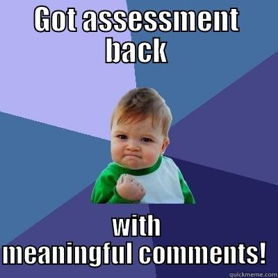 GOT ASSESSMENT BACK WITH MEANINGFUL COMMENTS!  Success Kid