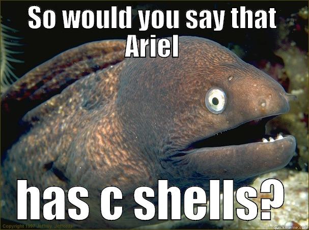 SO WOULD YOU SAY THAT ARIEL HAS C SHELLS? Bad Joke Eel