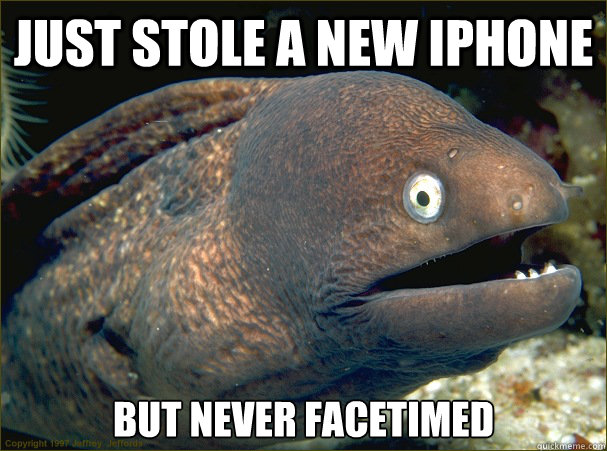 Just stole a new iphone but never facetimed   Bad Joke Eel