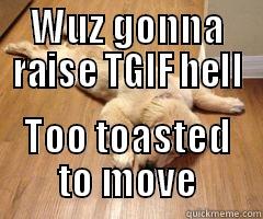 Toasted as fuck - WUZ GONNA RAISE TGIF HELL TOO TOASTED TO MOVE Misc