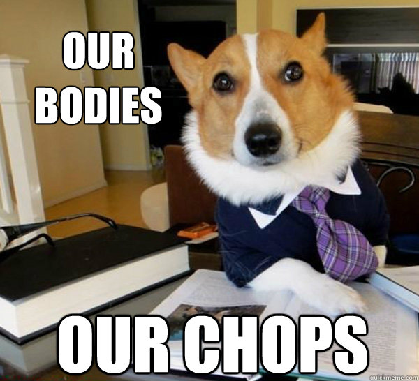 OUR BODIES OUR CHOPS  Lawyer Dog