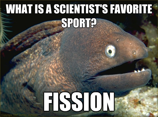 What is a scientist's favorite sport? fission  Bad Joke Eel