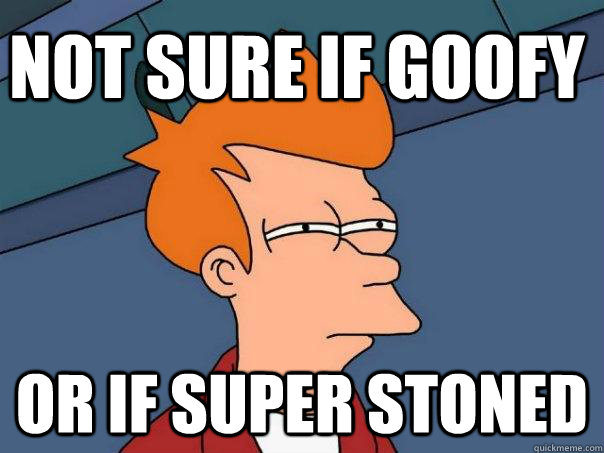 Not sure if goofy Or if super stoned  Futurama Fry