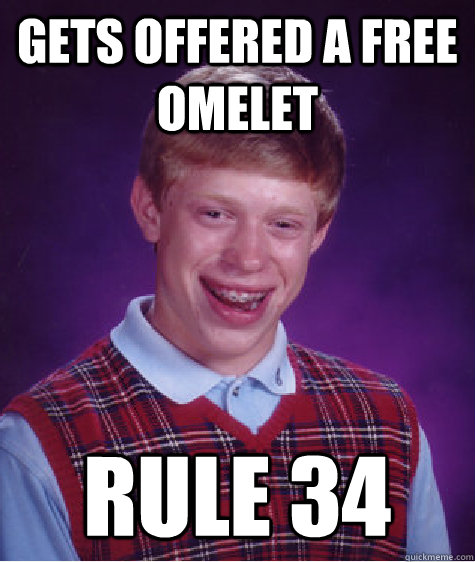 Gets offered a free omelet    Rule 34 - Gets offered a free omelet    Rule 34  Bad Luck Brian