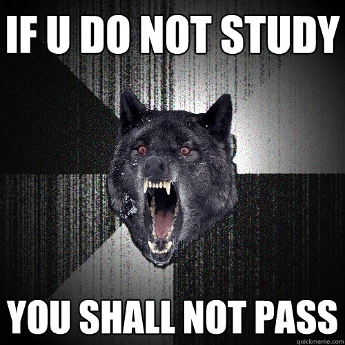 if u do not study you shall not pass  Insanity Wolf