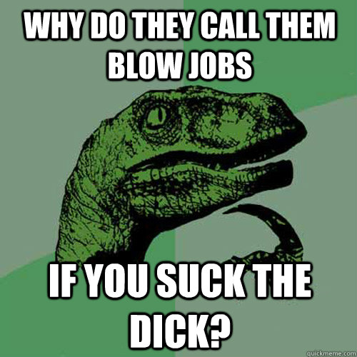 Why do they call them blow jobs If you suck the dick?  Philosoraptor