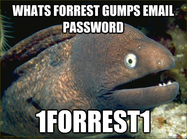 whats forrest gumps email password 1forrest1  Bad Joke Eel