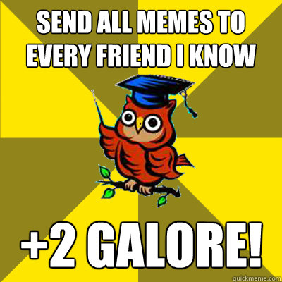 SEND ALL MEMES TO EVERY FRIEND I KNOW +2 GALORE!  Observational Owl