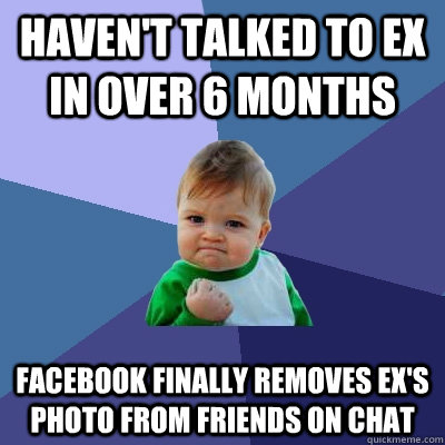 haven't talked to ex in over 6 months facebook finally removes ex's photo from Friends on chat - haven't talked to ex in over 6 months facebook finally removes ex's photo from Friends on chat  Success Kid