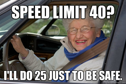 Speed Limit 40? I'll do 25 just to be safe.  
