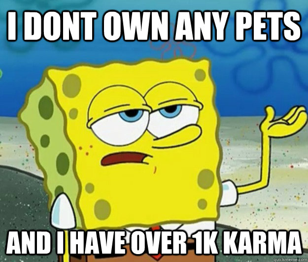 I dont own any pets and i have over 1k karma - I dont own any pets and i have over 1k karma  How tough am I