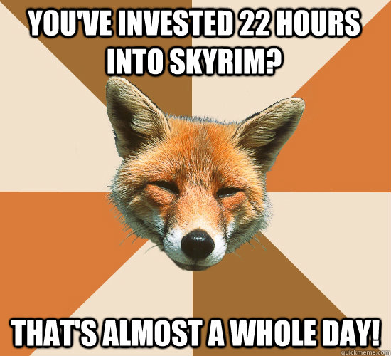 You've invested 22 hours into Skyrim? that's almost a whole day!  Condescending Fox