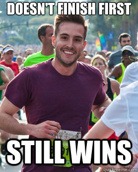 Doesn't finish first still wins  Ridiculously photogenic guy