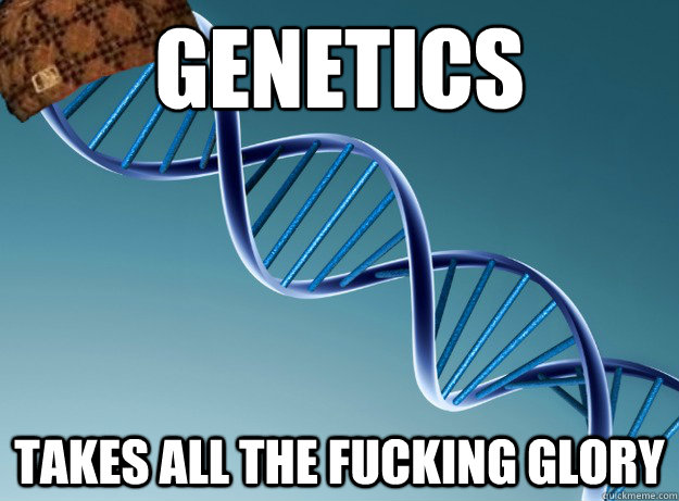 Genetics
 Takes all the fucking glory  Scumbag Genetics